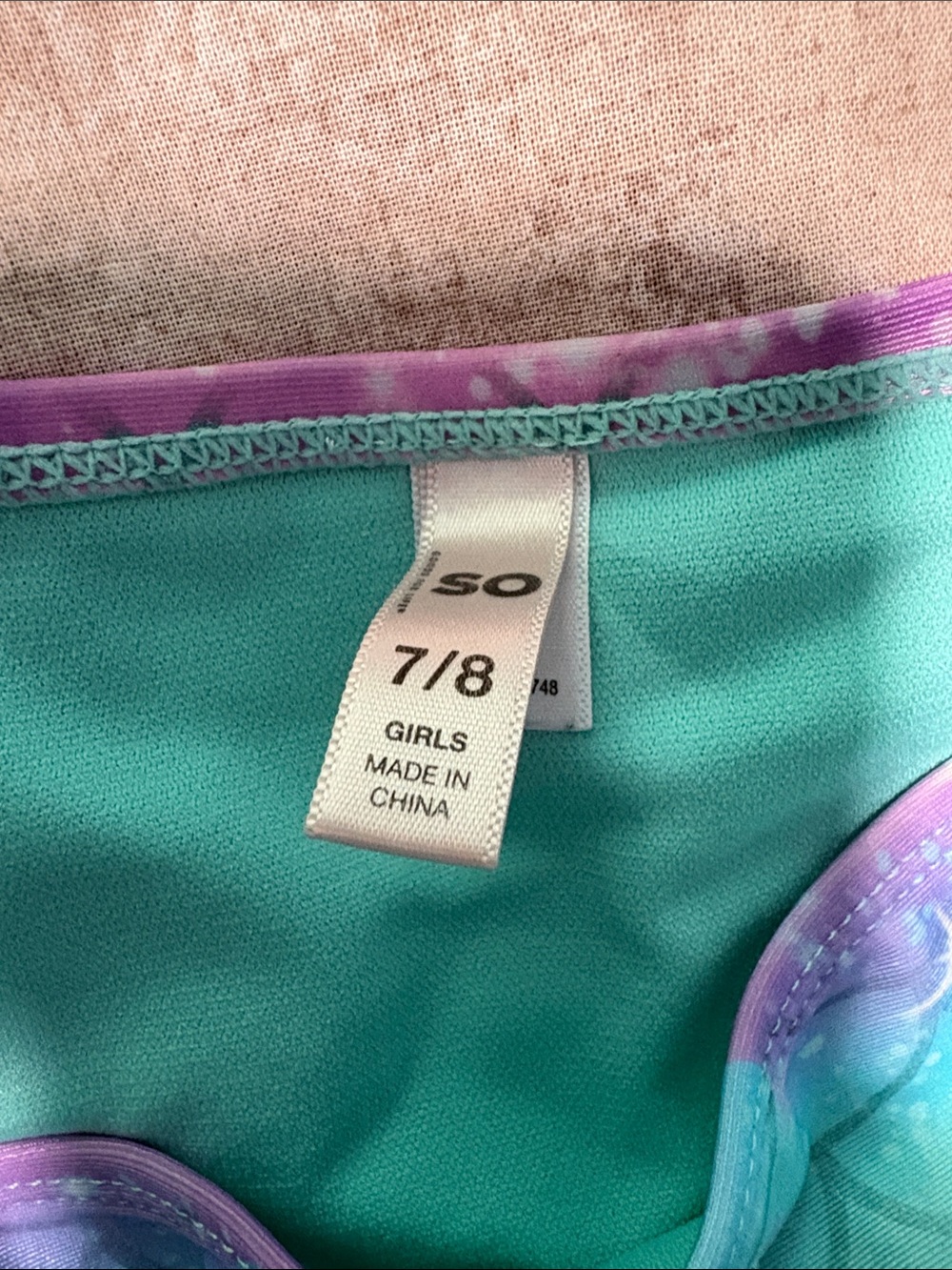 SO Girls' Turquoise & Purple Swim Top with Lavender Trim - Picture 2 of 2
